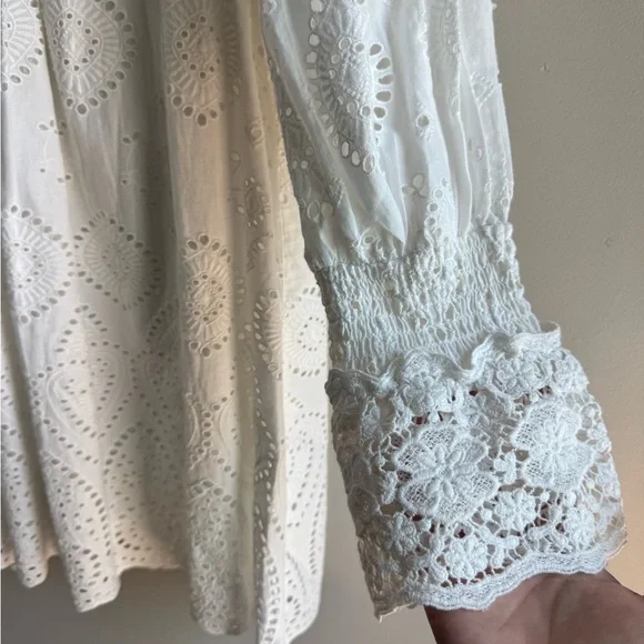 Spell Dylan Smock Dress White Eyelet Cotton Boho Bridal Cottagecore S - Picture 5 of 7